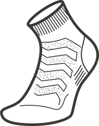 Black and white line drawing of a sock with textured pattern