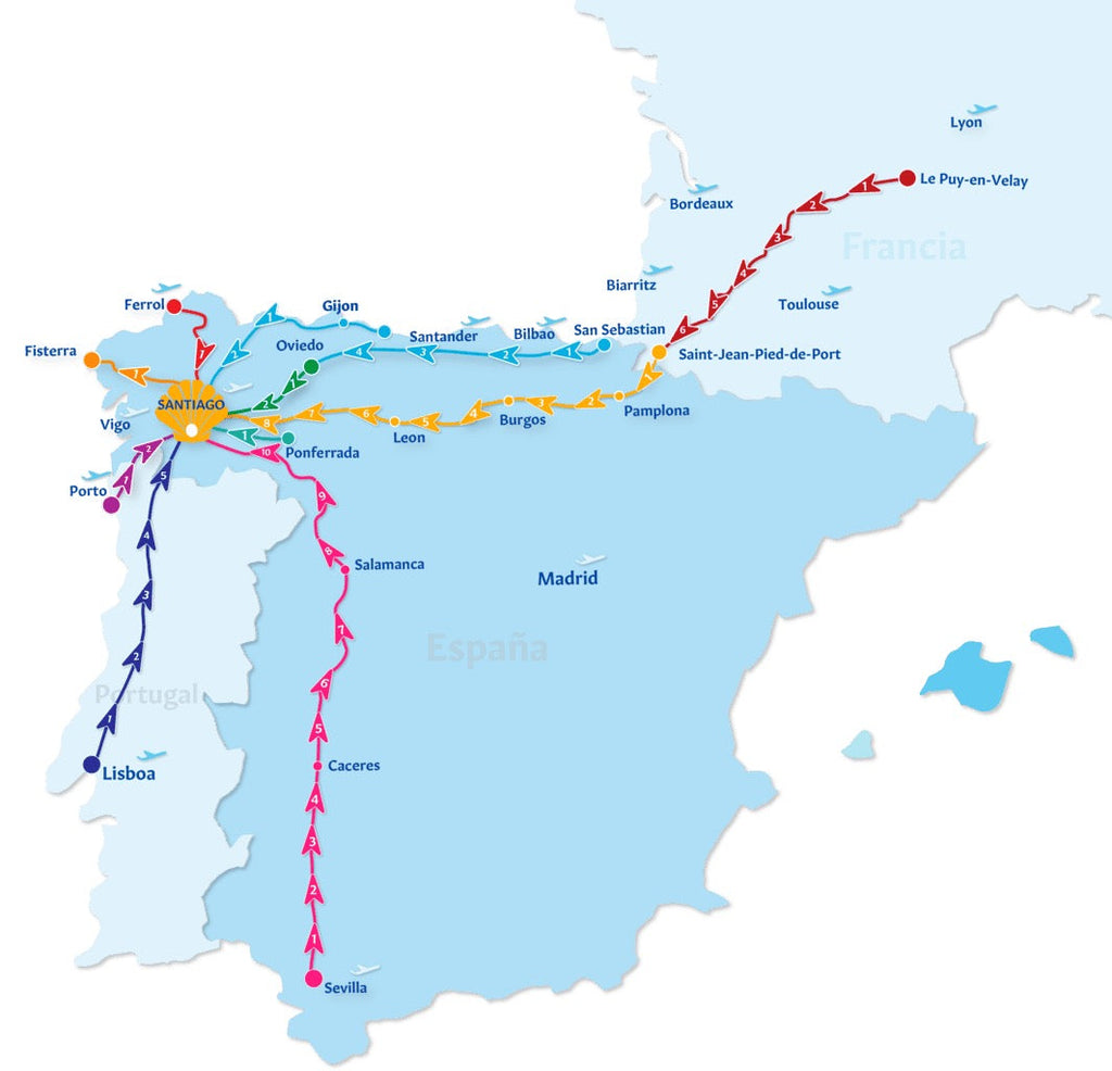 Pilgrim walking the Camino de Santiago trail in merino socks