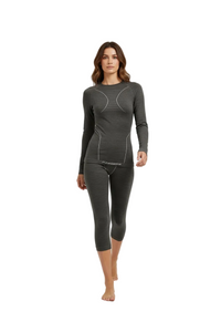 Women's Moggans Schiehallion Merino Wool Base Layer displayed flat on white background, front view. Lightweight thermoregulating top designed in Scotland for skiing and hiking.
