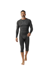 Men's Moggans Schiehallion 3/4 Merino Wool Leggings displayed flat on white background. Premium 56% mulesing-free Merino wool base layer designed in Scotland.
