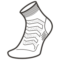 Black and white line drawing of a sock with textured pattern