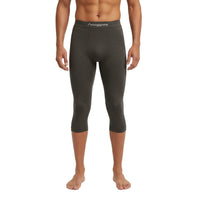 Men's Moggans Schiehallion 3/4 Merino Wool Leggings in charcoal grey, front view. 220gsm seamless construction for alpine skiing, mountaineering and cold-weather hiking.

