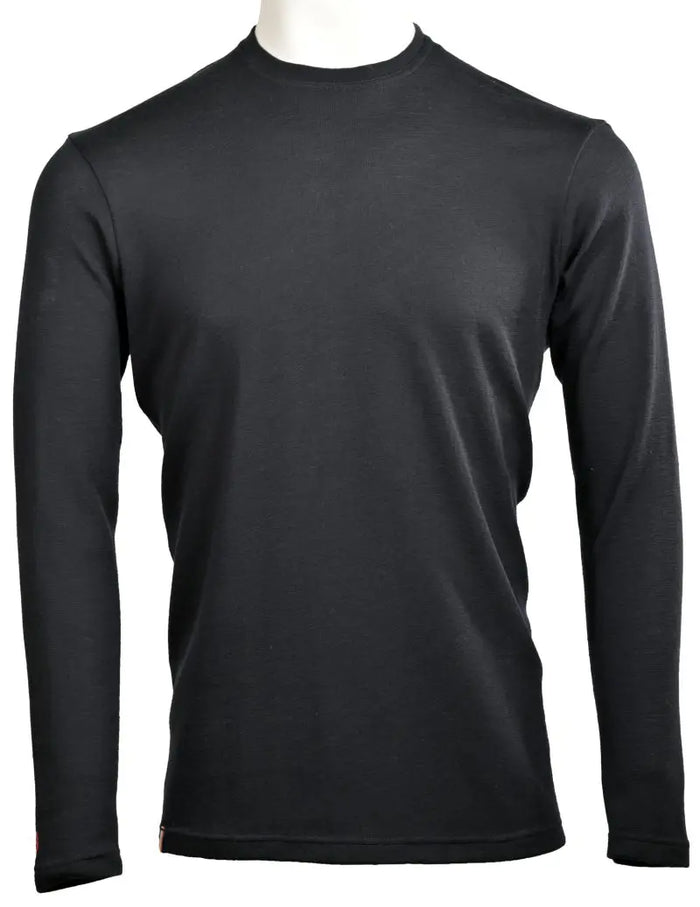 A Moggans 100% Merino Long Sleeve Baselayer – Midweight, thermoregulating and sustainable, is shown on a headless mannequin against a white background.