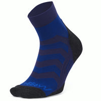 Moggans ultralight speed Blue and black sock with zigzag pattern on a white background