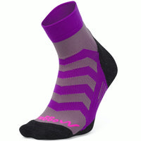 Moggans ultralight speed Purple and gray sock with black toes on a white background