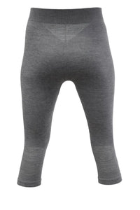Women's Moggans Schiehallion 3/4 Merino Wool Leggings shown from the back. Seamless construction with flatlock seams for comfort during alpine activities and cold-weather sports.
